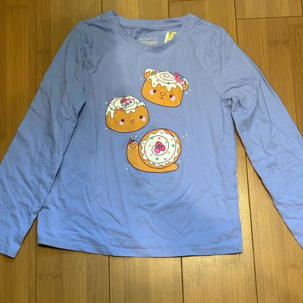 Cat &‎ Jack Light Blue Long Sleeve Tee with Donut Design